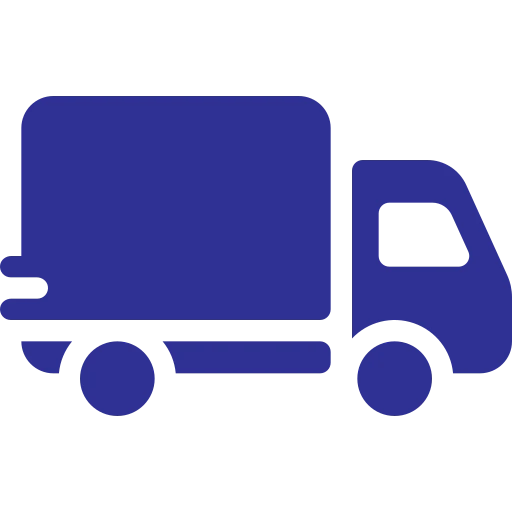 Icona stilizzata di camion blu per servizi di consegna rapida dell’etichettificio.